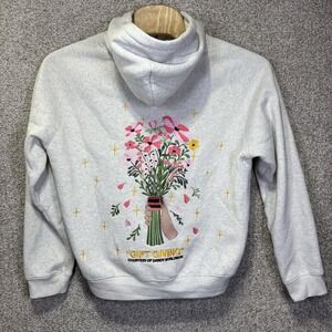 Dandy Worldwide Hoodie Mens Large Gray Fleece Pullover Gift Giving Floral